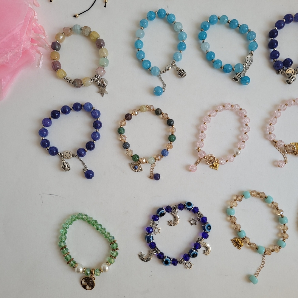 NWOT LOT 17 Bracelets Jewelry, Colorful Gemstones, Crystal, Beaded , Charms - Picture 4 of 7